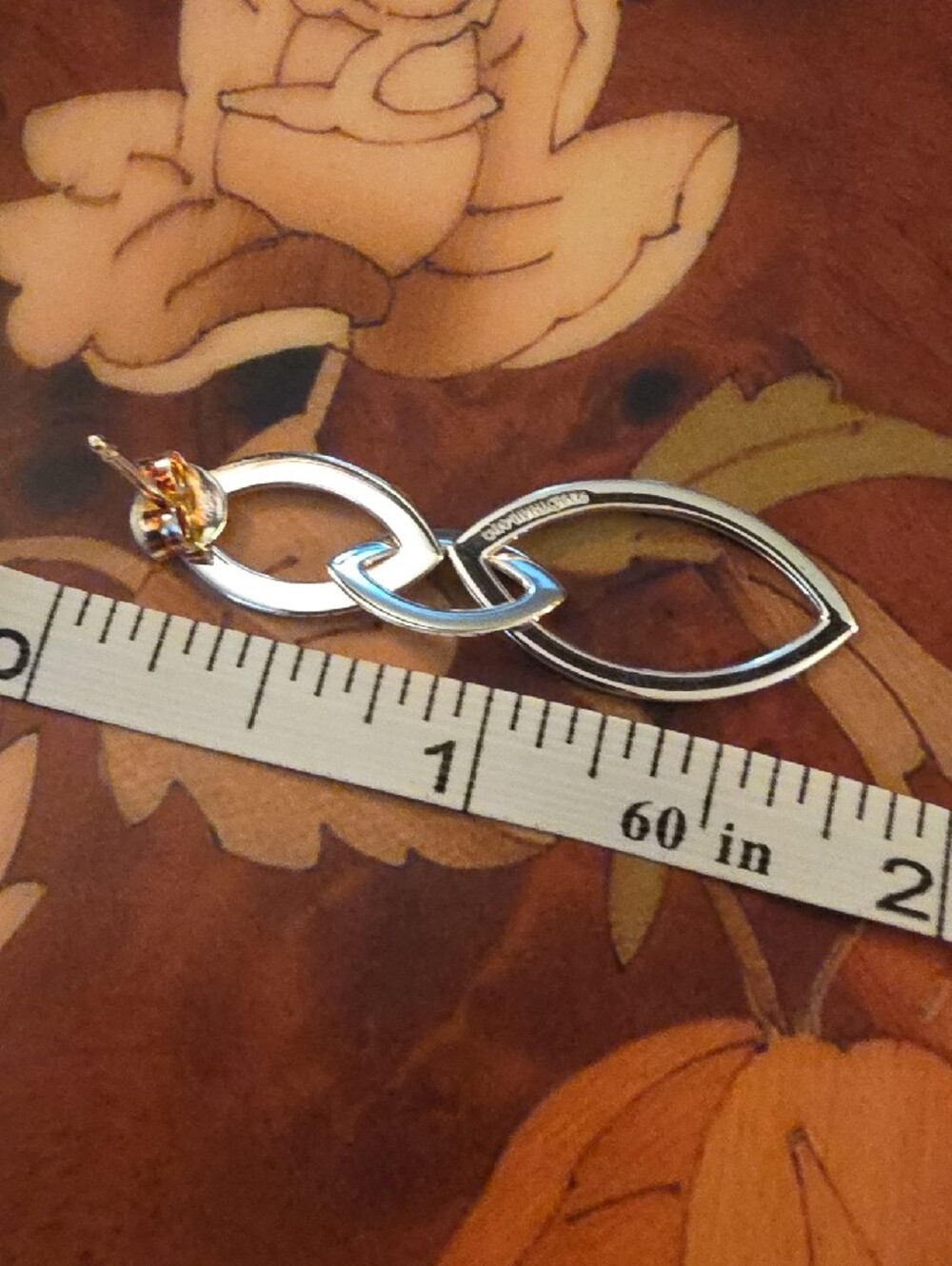 Sterling Silver Linked Marquise Drop Earrings - Picture 3 of 4